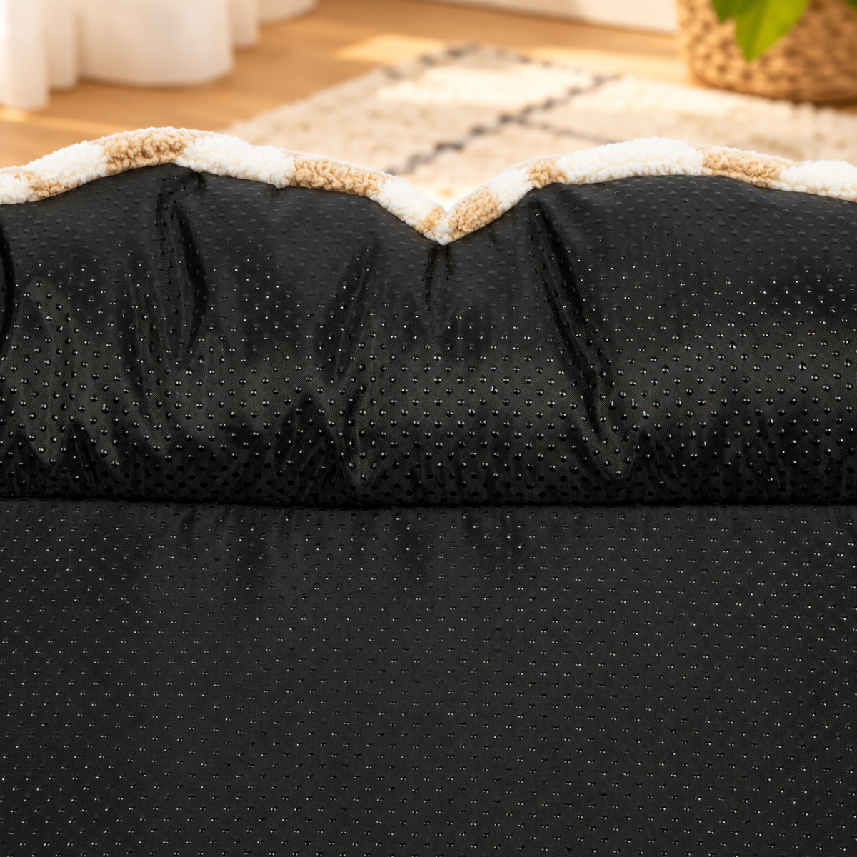 LittleOak Checkered Sherpa Pet Bed