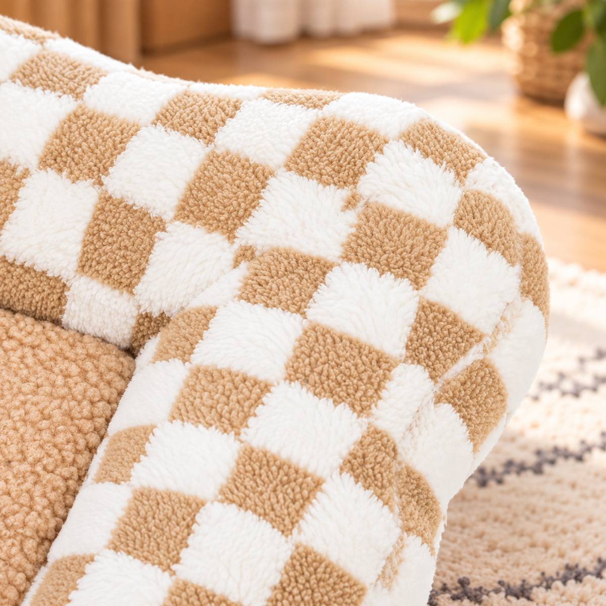 LittleOak Checkered Sherpa Pet Bed